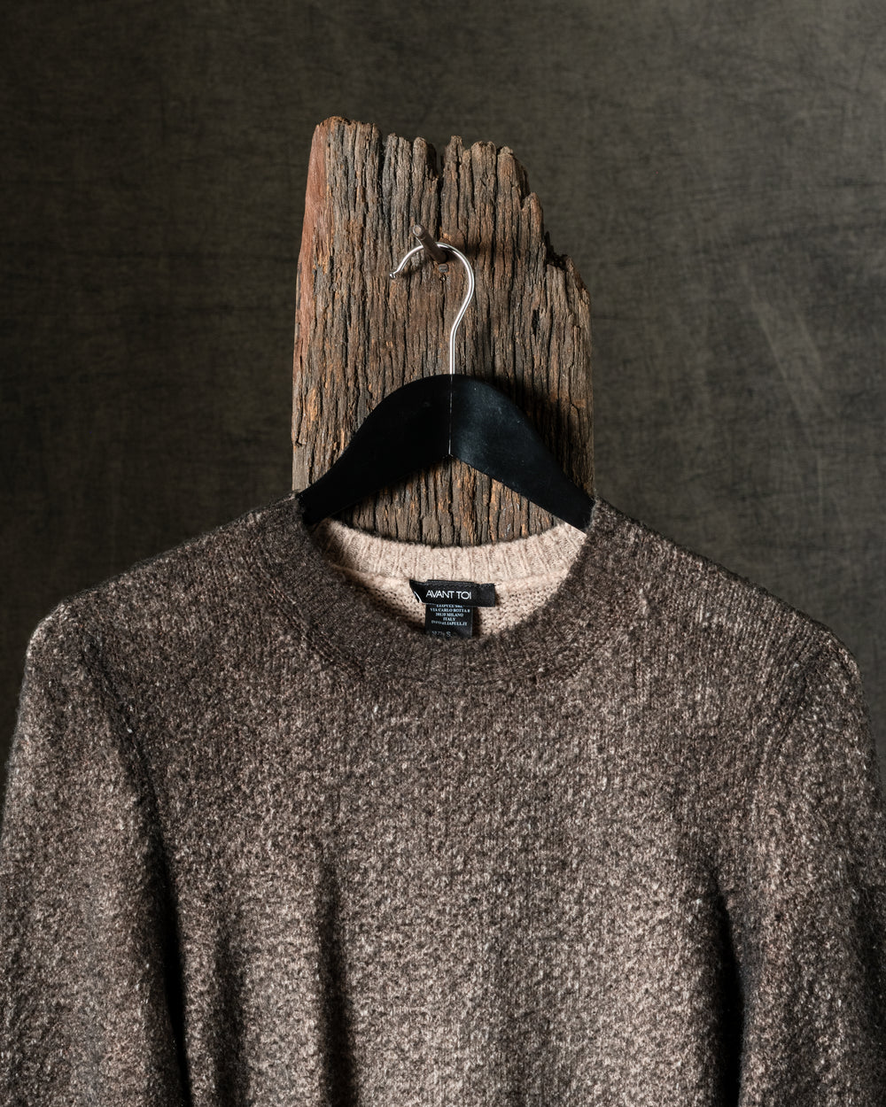 Man Bicolour Round Neck Pullover Carruba / Taupe