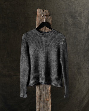 Woman Hand-Painted Round Neck Pullover w/ Destroyed Edges N/Carruba