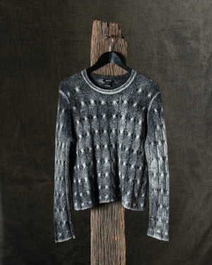 Woman Hand-Painted Braided Round Neck Cashmere and Silk Pullover Husky