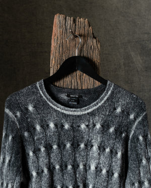 Woman Hand-Painted Braided Round Neck Cashmere and Silk Pullover Husky