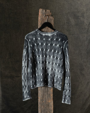 Woman Hand-Painted Braided Round Neck Cashmere and Silk Pullover Husky