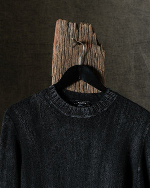 Man Tonal Effect Cashmere Off Gauge Round Neck Pullover Nero
