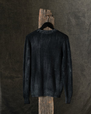 Man Tonal Effect Cashmere Off Gauge Round Neck Pullover Nero