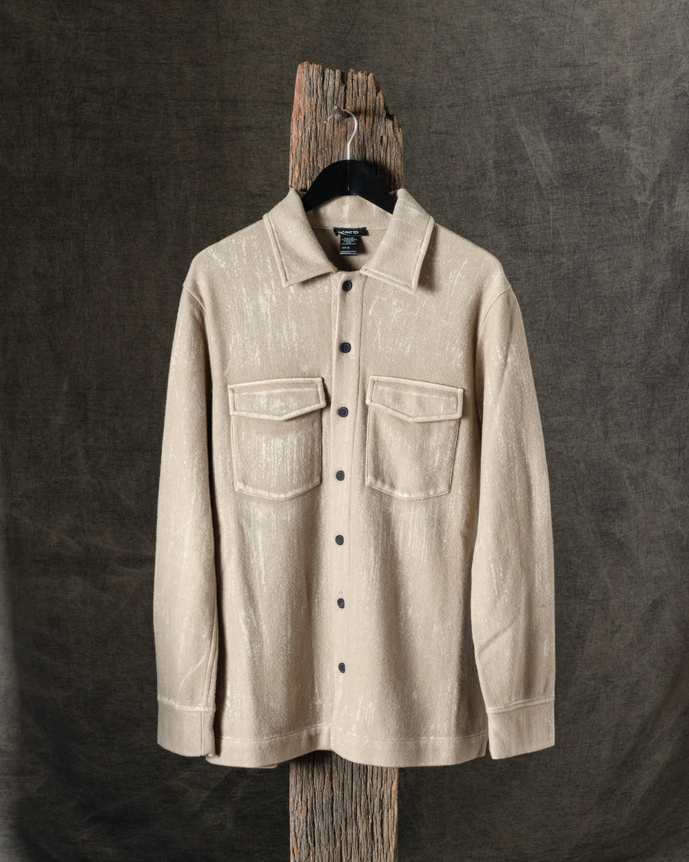 Man Tonal Effect Felted Shirt Jacket Taupe