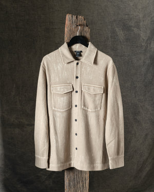 Man Tonal Effect Felted Shirt Jacket Taupe