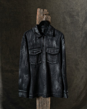 Man Tonal Effect Felted Shirt Jacket Nero