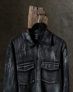 Man Tonal Effect Felted Shirt Jacket Nero