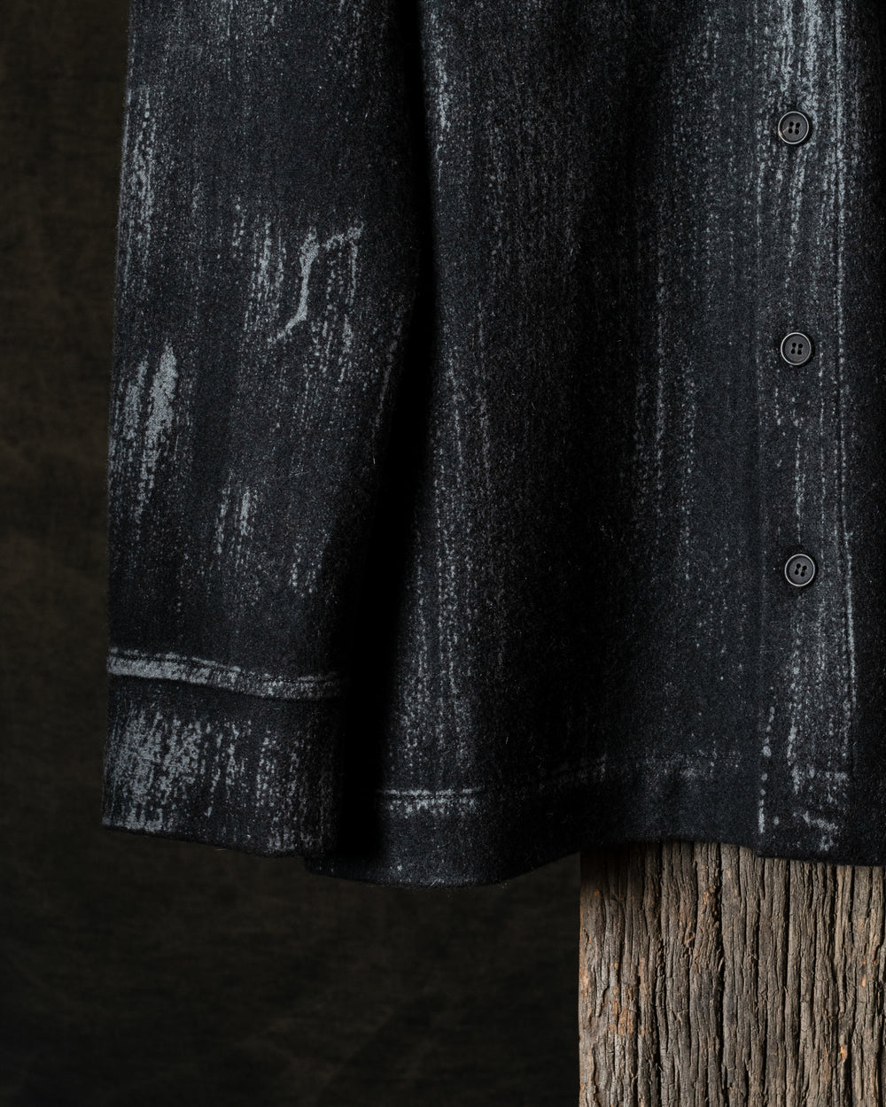 Man Tonal Effect Felted Shirt Jacket Nero