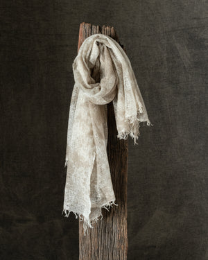 Camouflage Light Cashmere Scarf w/ Fringes Taupe