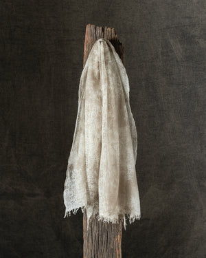 Camouflage Light Cashmere Scarf w/ Fringes Taupe