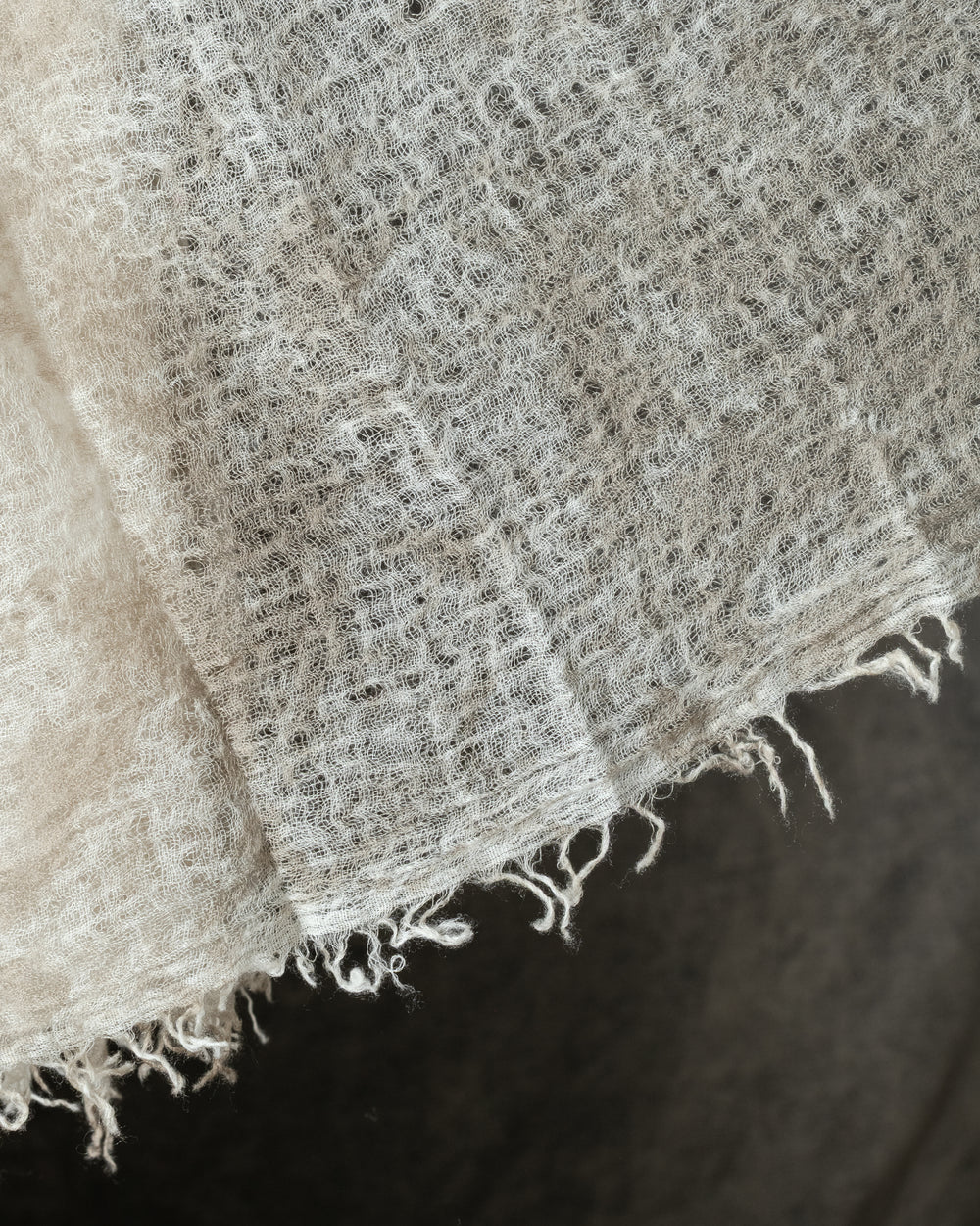 Camouflage Light Cashmere Scarf w/ Fringes Taupe