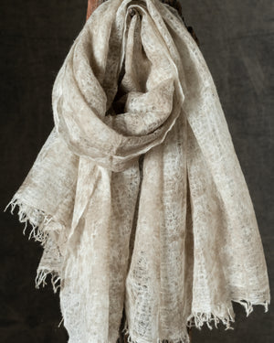 Camouflage Light Cashmere Scarf w/ Fringes Taupe