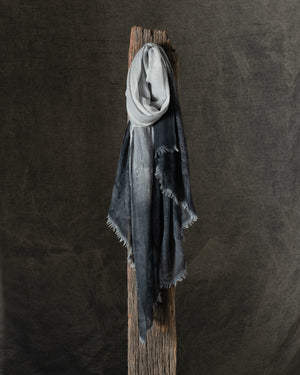 Cracked Effect Light Cashmere Scarf w/ Fringes Nero