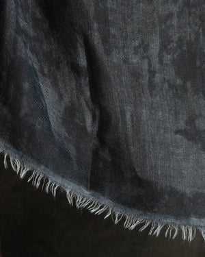 Cracked Effect Light Cashmere Scarf w/ Fringes Nero