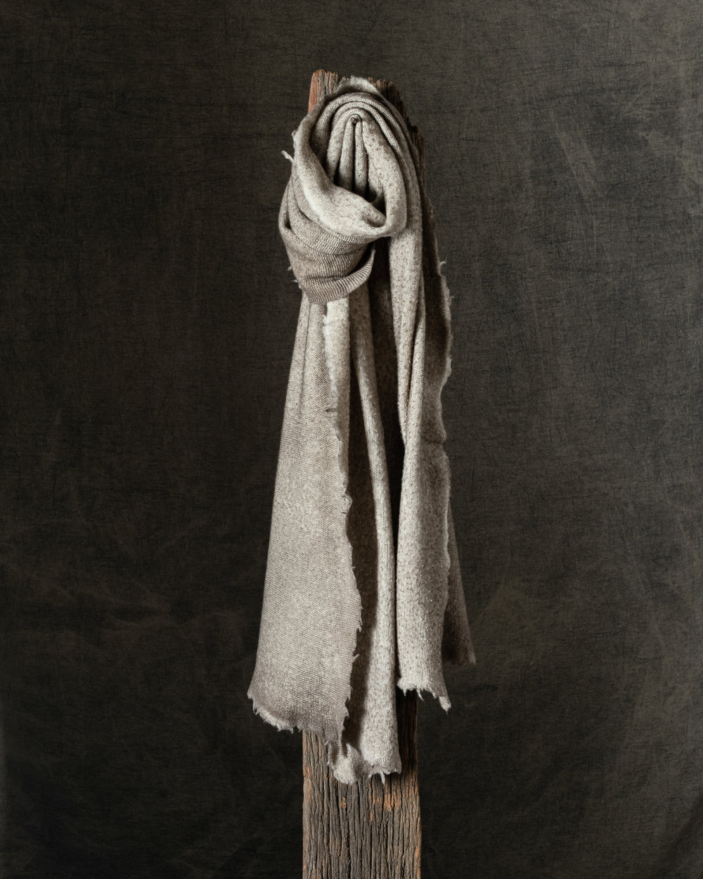 Unisex Hand Pilling Scarf w/ Destroyed Effect Taupe