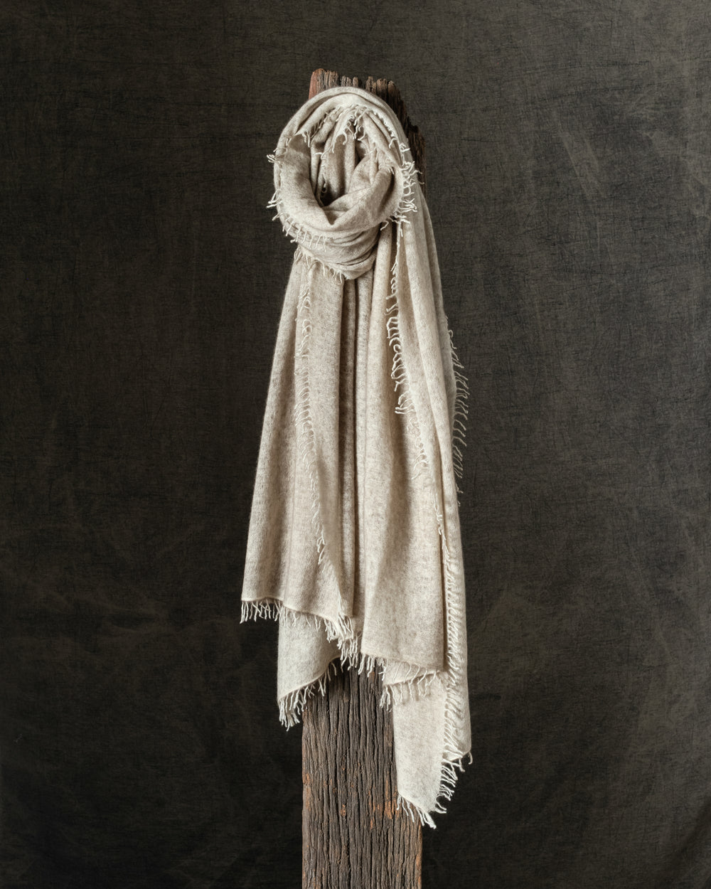 Hand Painted Cashmere Scarf Taupe