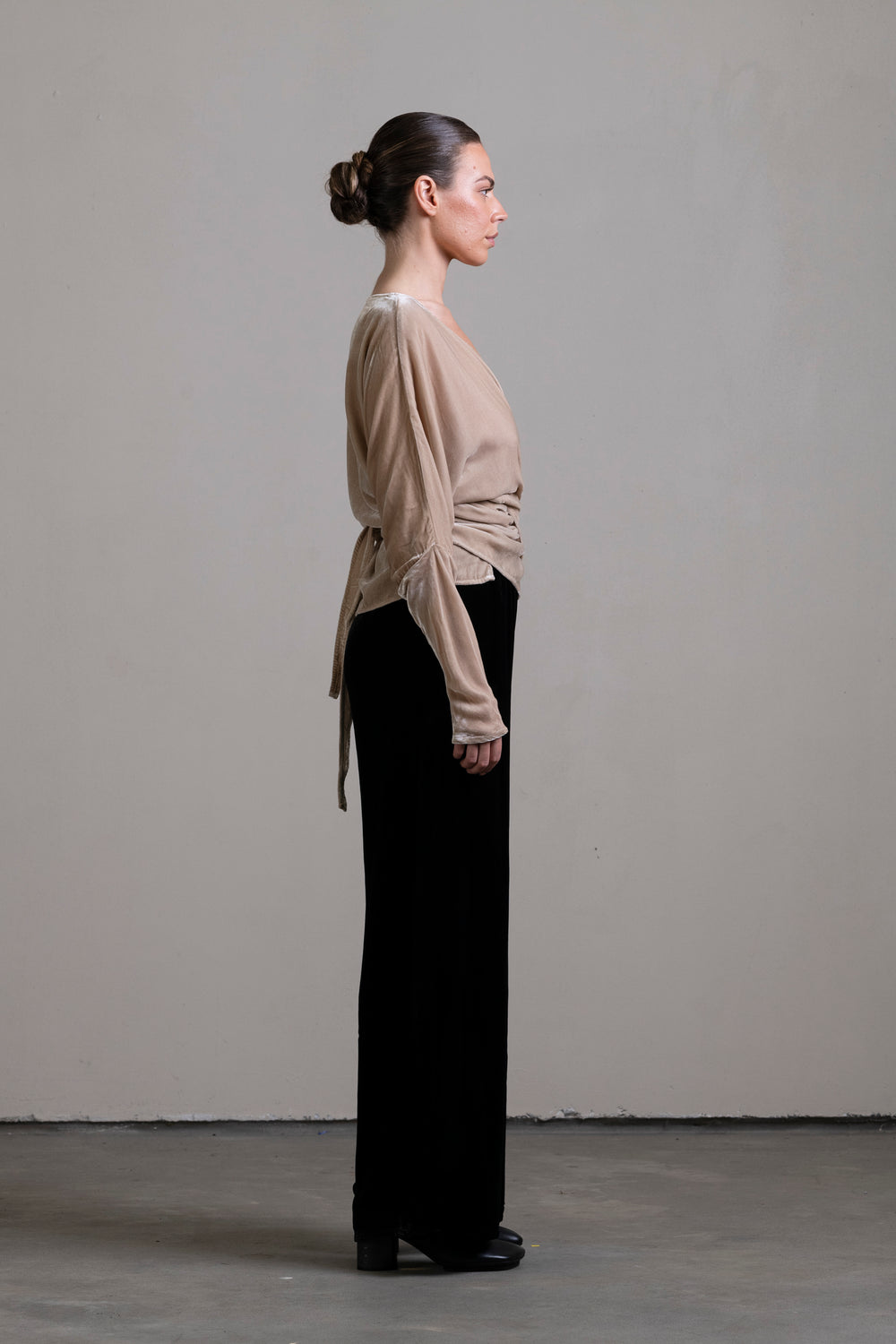 Velvet Wrap Blouse Stone