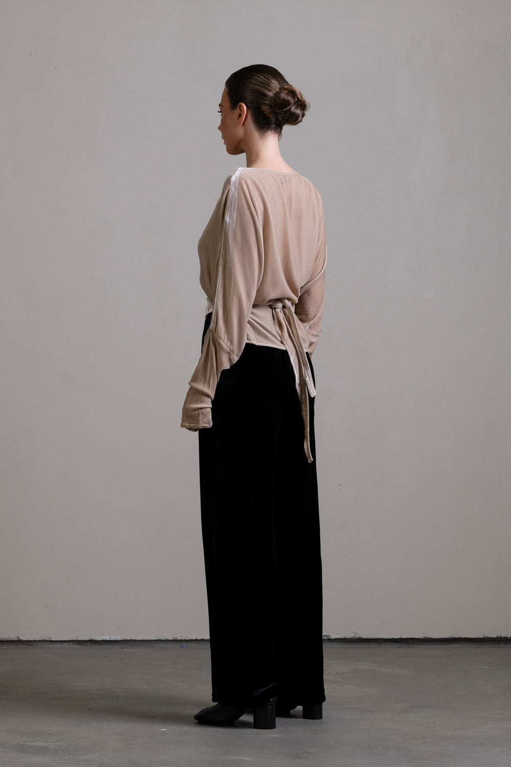 Velvet Wrap Blouse Stone