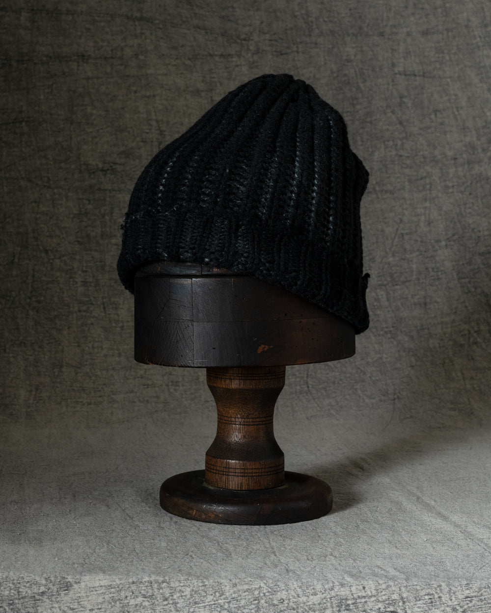 Hand Painted Corn Cob Stitch Beanie w/ Destroyed Effect N/Nero