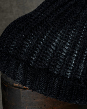 Hand Painted Corn Cob Stitch Beanie w/ Destroyed Effect N/Nero