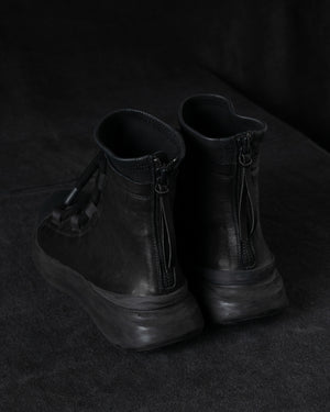 Mens Double Feature Stretch Leather High Sneakers Black
