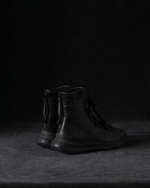 Mens Double Feature Stretch Leather High Sneakers Black