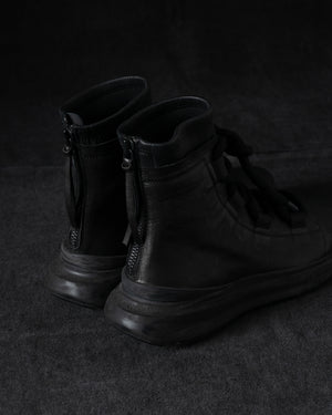 Mens Double Feature Stretch Leather High Sneakers Black