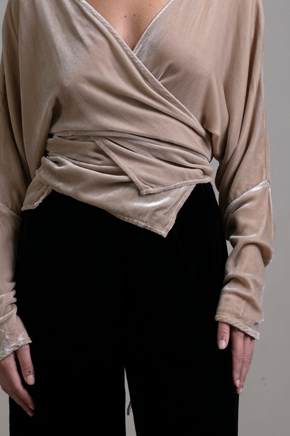 Velvet Wrap Blouse Stone