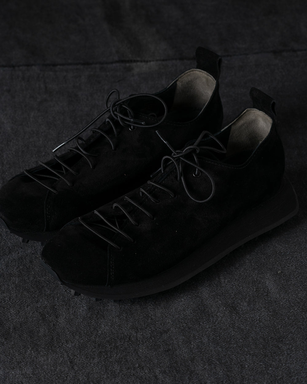 Womens Low Sneakers Soft Calf Suede Black