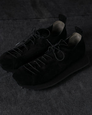Womens Low Sneakers Soft Calf Suede Black
