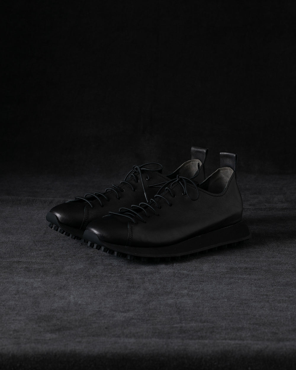 Womens Low Sneakers Soft Calf Leather Matte Black