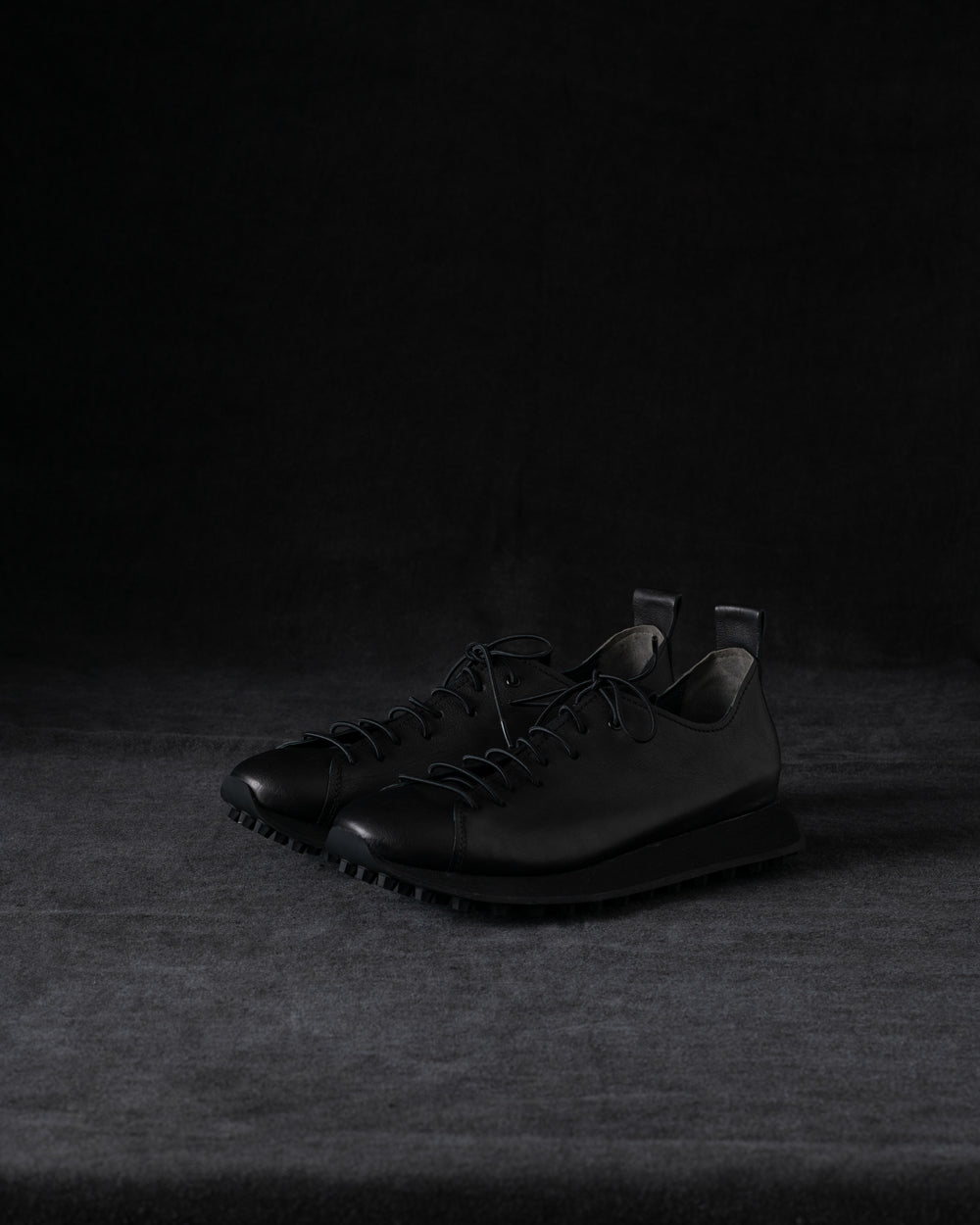 Womens Low Sneakers Soft Calf Leather Matte Black