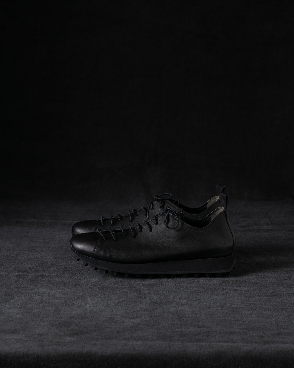 Womens Low Sneakers Soft Calf Leather Matte Black