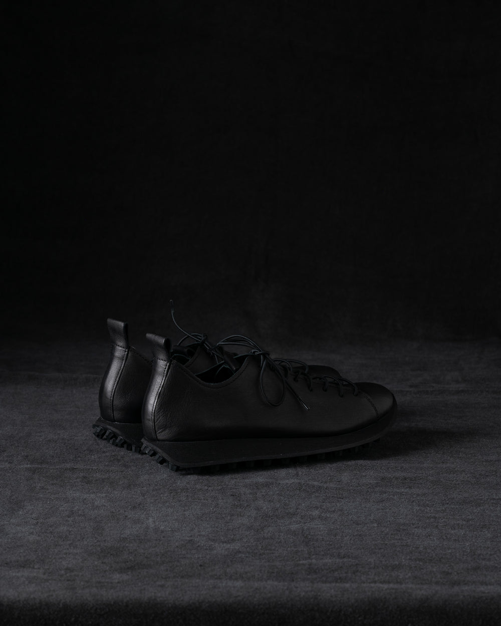 Womens Low Sneakers Soft Calf Leather Matte Black
