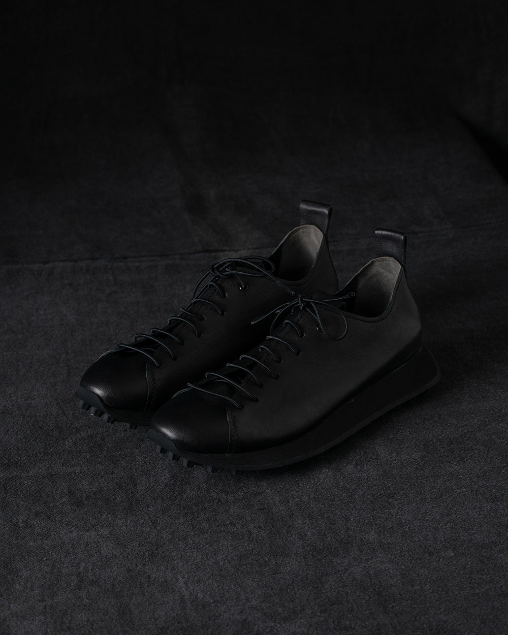 Womens Low Sneakers Soft Calf Leather Matte Black