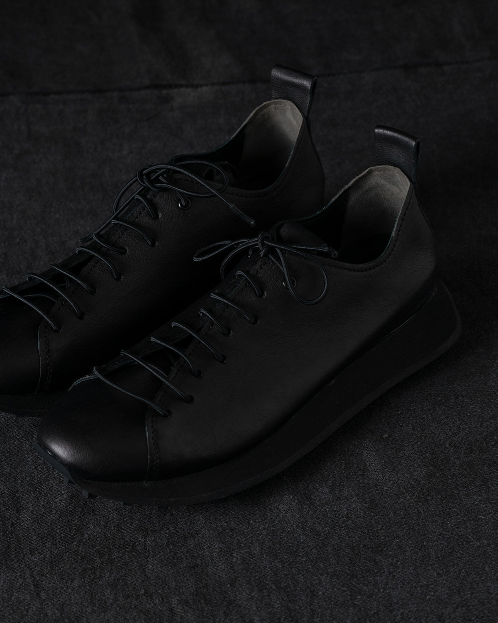 Womens Low Sneakers Soft Calf Leather Matte Black