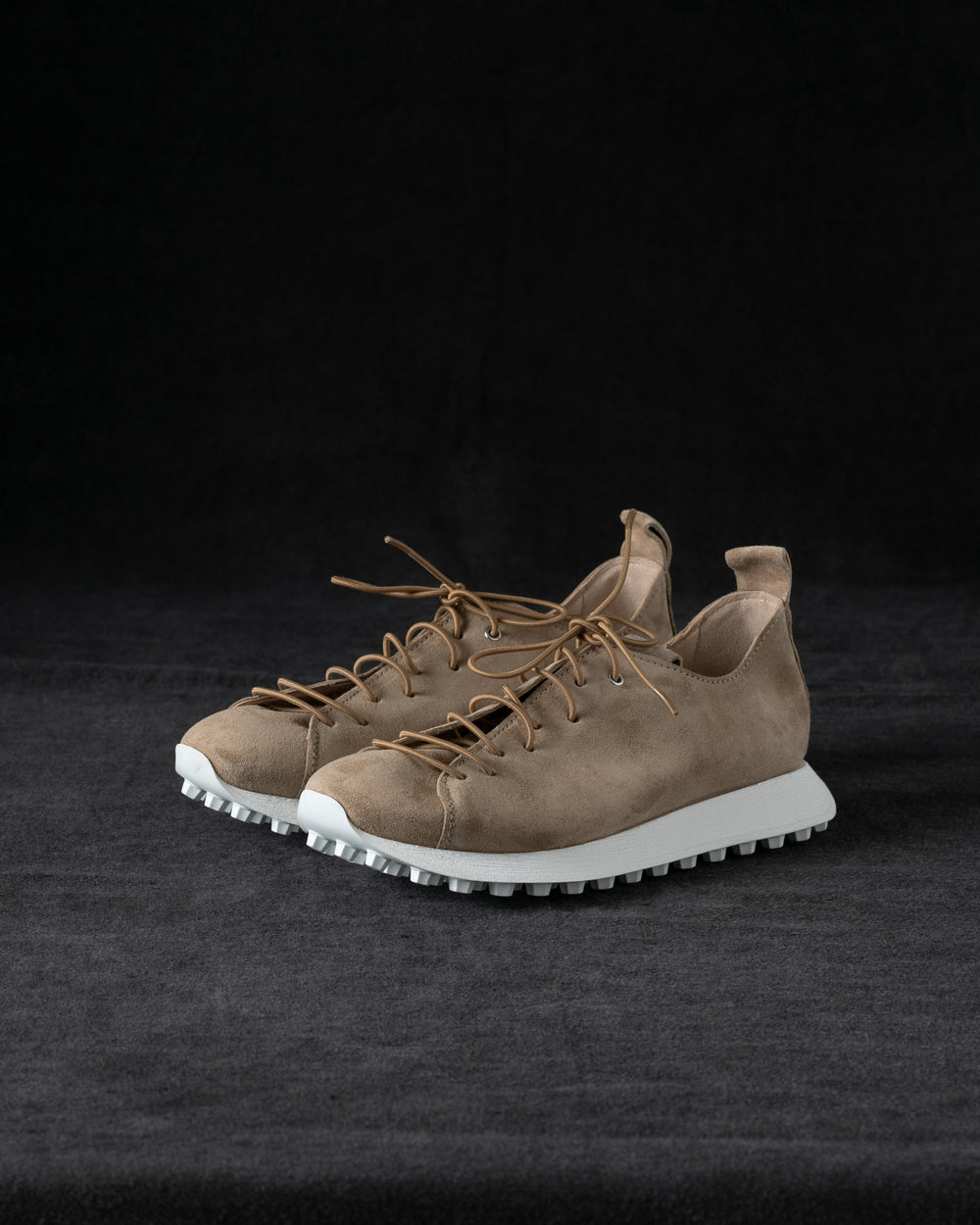 Womens Low Sneakers Soft Calf Suede Camel