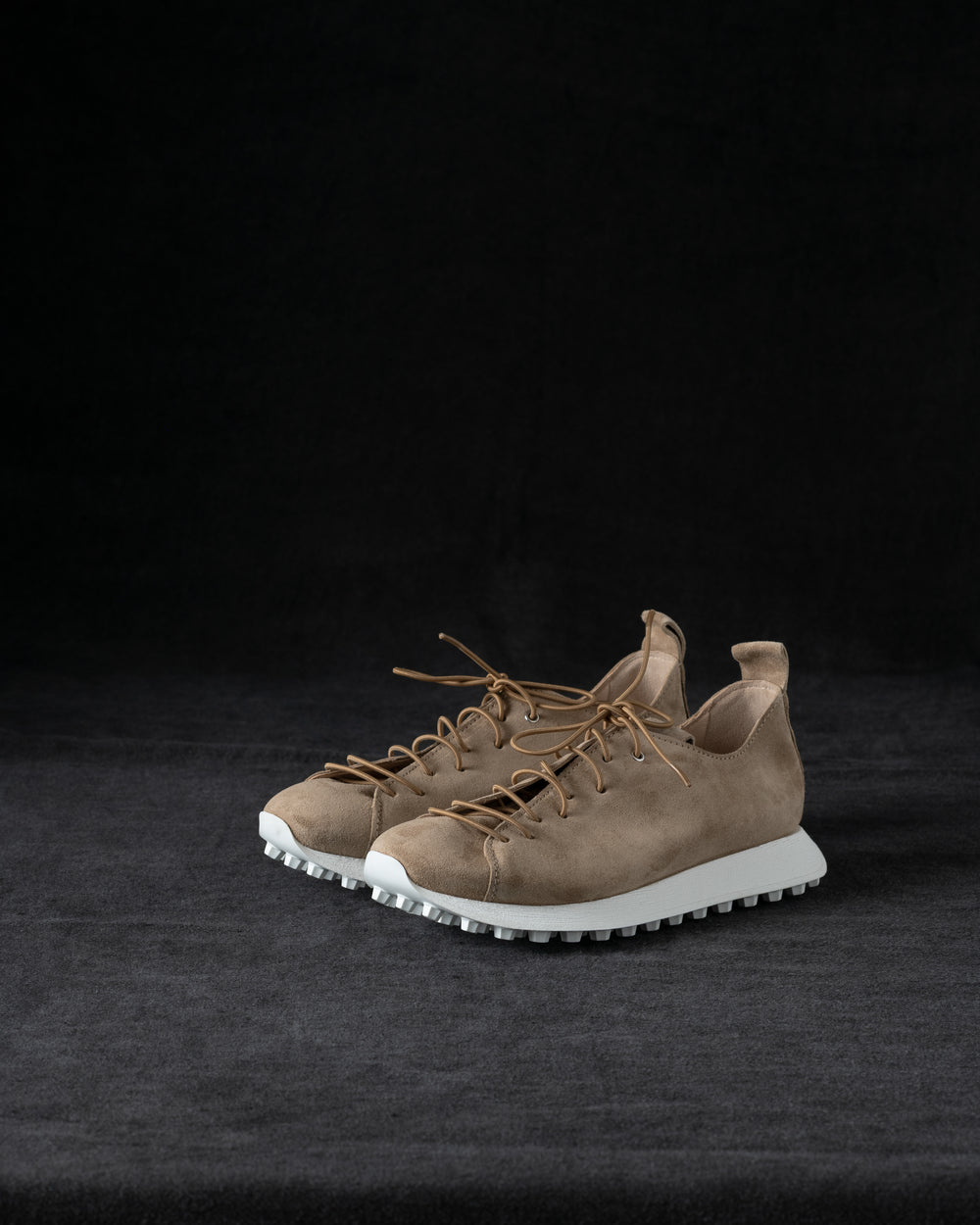 Womens Low Sneakers Soft Calf Suede Camel