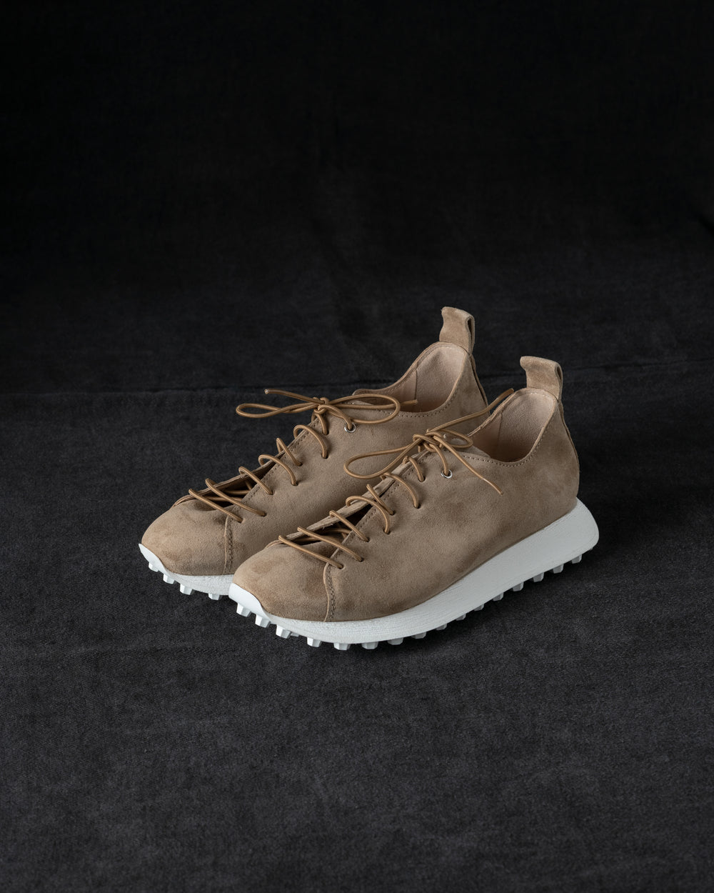 Womens Low Sneakers Soft Calf Suede Camel