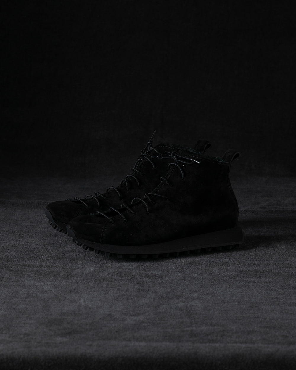 Womens High Sneakers Soft Calf Suede Black
