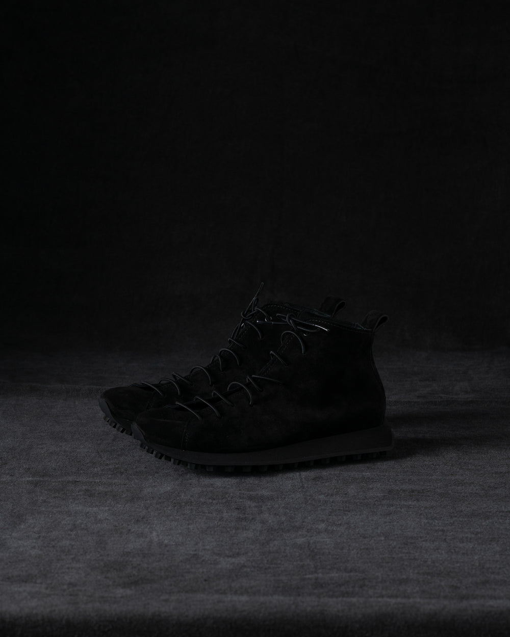 Womens High Sneakers Soft Calf Suede Black