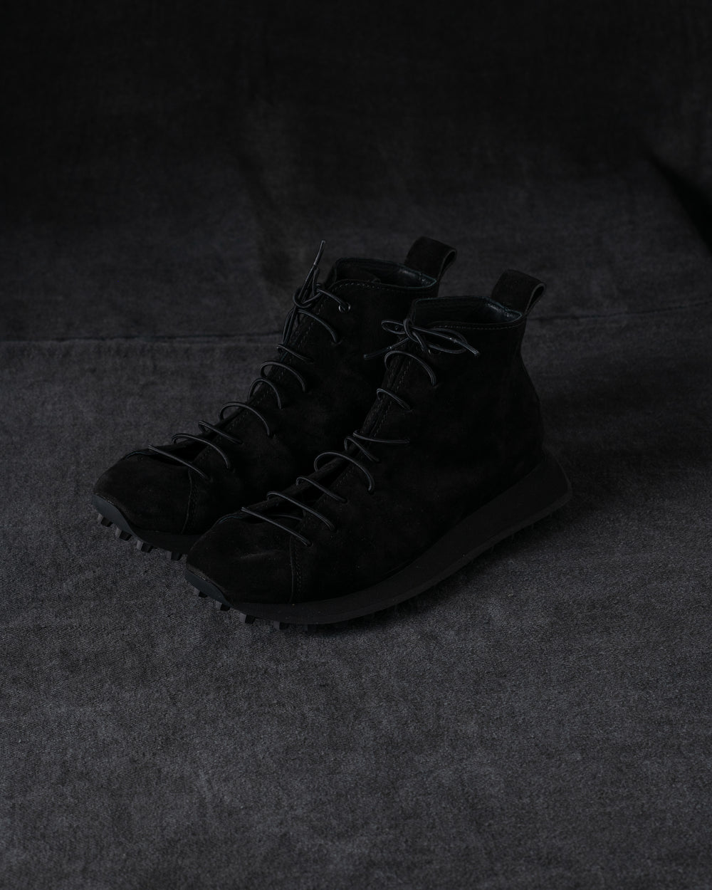 Womens High Sneakers Soft Calf Suede Black