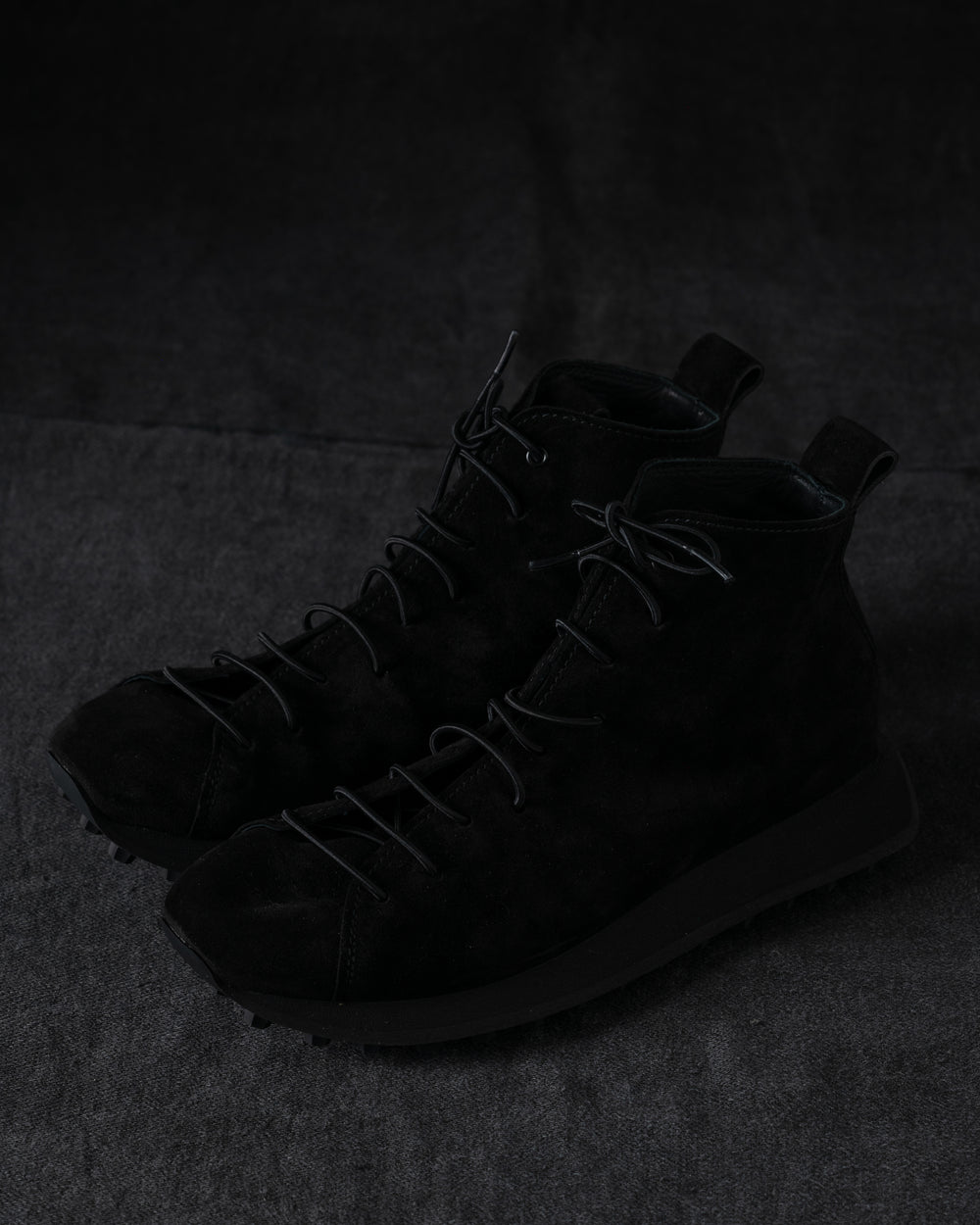 Womens High Sneakers Soft Calf Suede Black