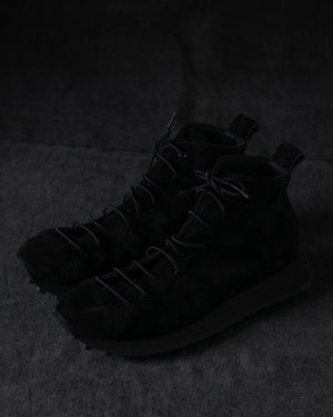 Womens High Sneakers Soft Calf Suede Black