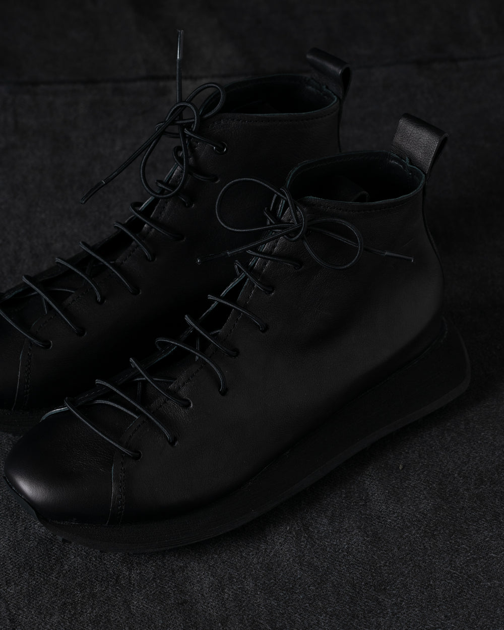 Womens High Sneakers Soft Calf Leather Black