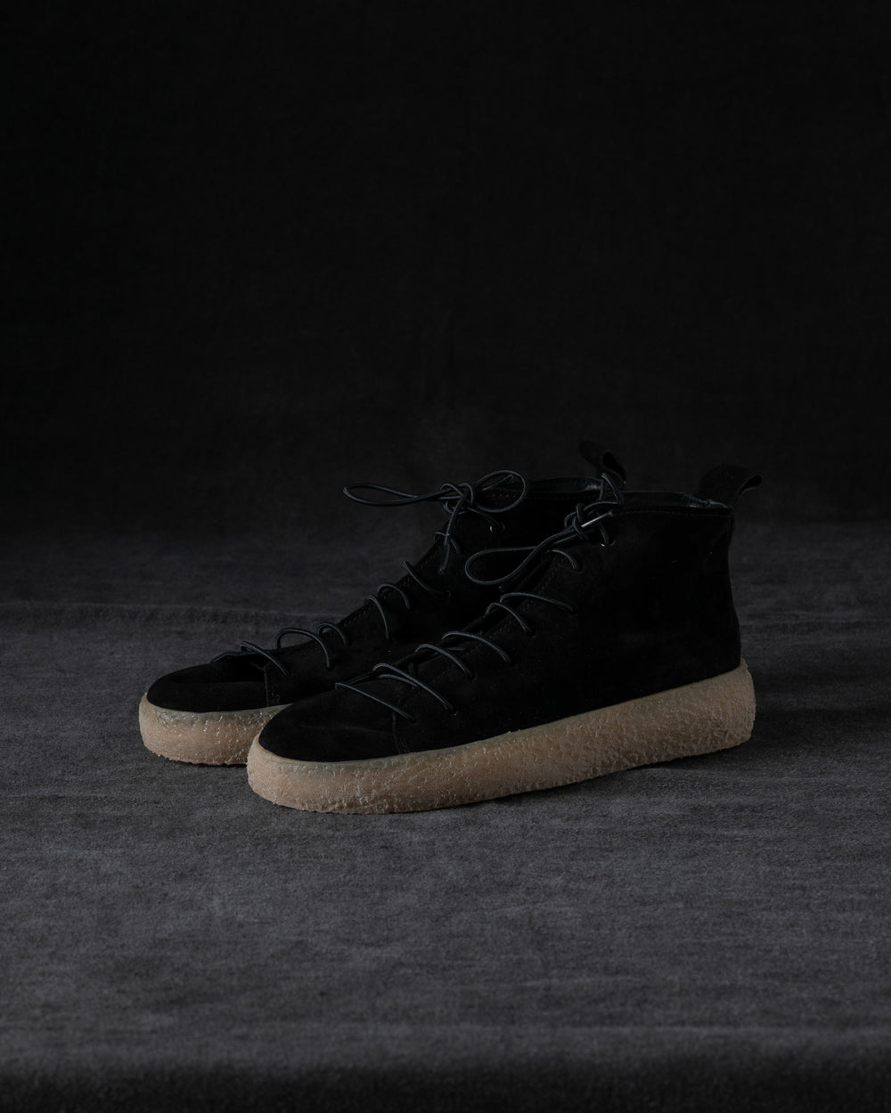 Womens Sneakers Soft Calf Suede Black / Honey