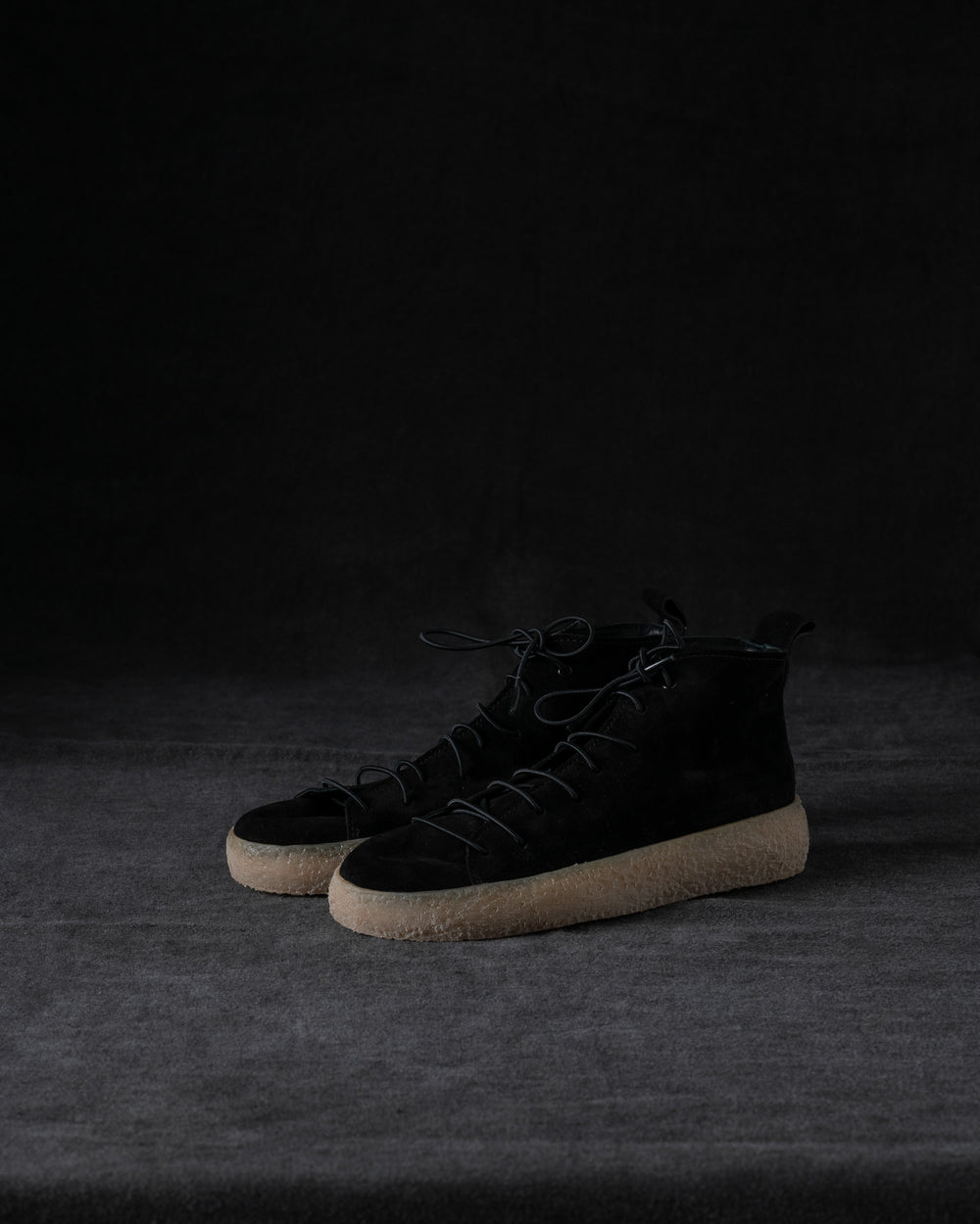 Womens Sneakers Soft Calf Suede Black / Honey
