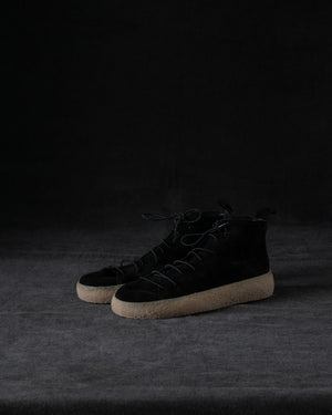 Womens Sneakers Soft Calf Suede Black / Honey