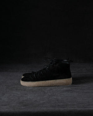 Womens Sneakers Soft Calf Suede Black / Honey