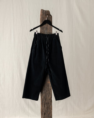 Wide & Short Trousers Velvet Black